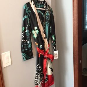Zara black floral wrap dress